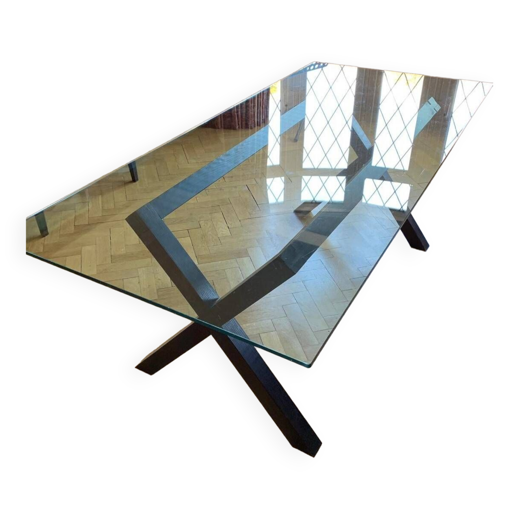 Table plateau verre habitat dublin Selency