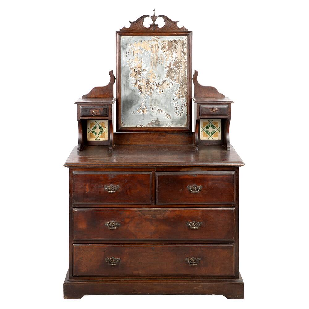 Wooden dressing table with mahogany patina