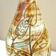 Glazed ceramic drop vase, signed Michel Argans, leaf decoration