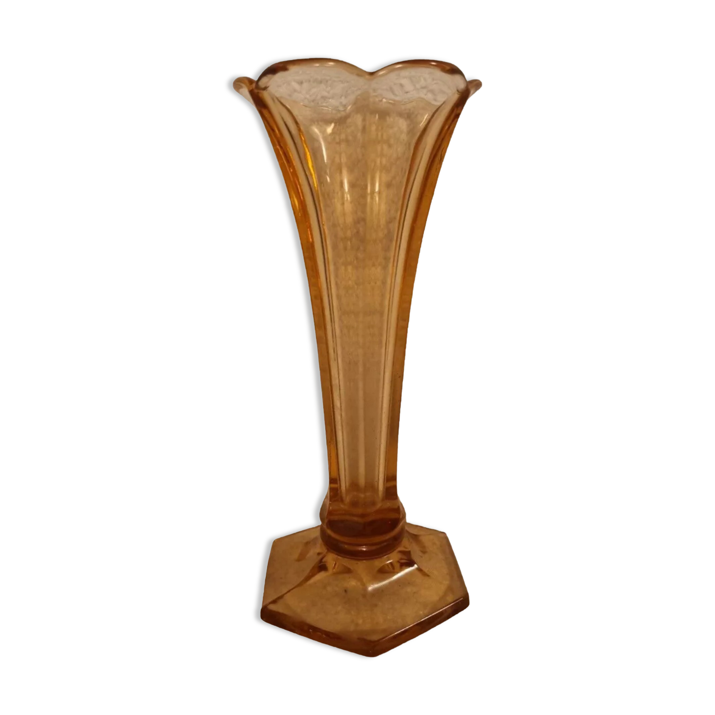 Art Deco Soliflore "American" orange, pink, crystal factory of Val Saint-Lambert Belgium