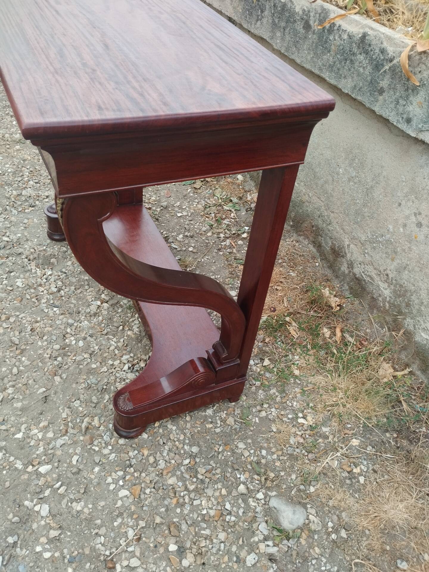 Console ancienne style louis xvi plateau bois