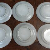 Flat plates series of six Niderviller stoneware, 20th century Cassandre decoration