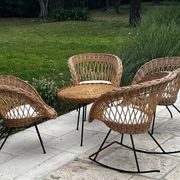 Ensemble de jardin en rotin vintage 1960