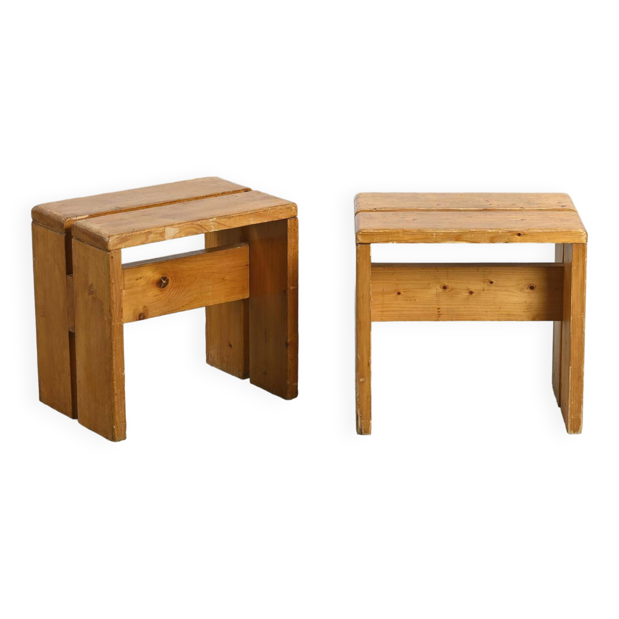Pair of pine stools, French Alps circa 1970