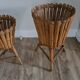 Pair of wicker and bamboo pot covers 70s