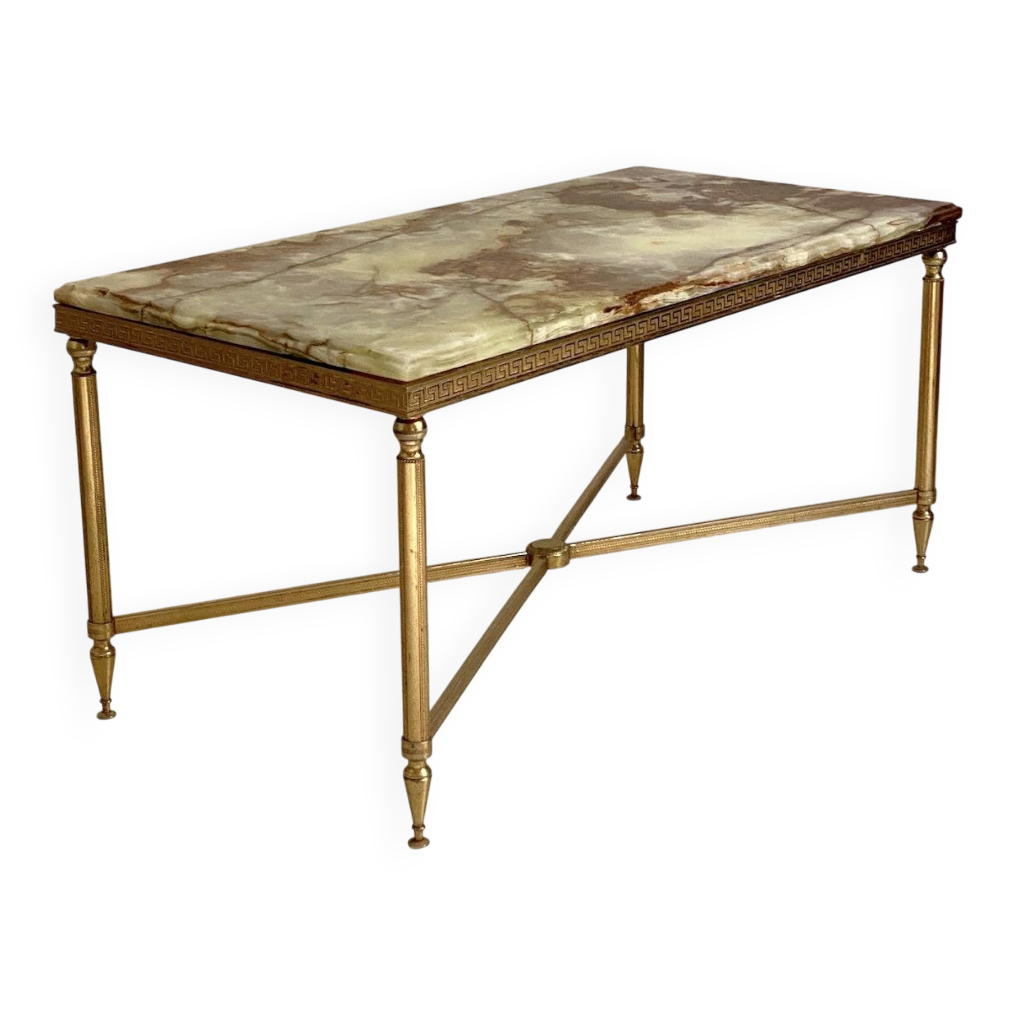 Vintage 1970s brass and marble coffee table
