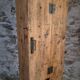 Antique French workshop cabinet in pine with compartments.