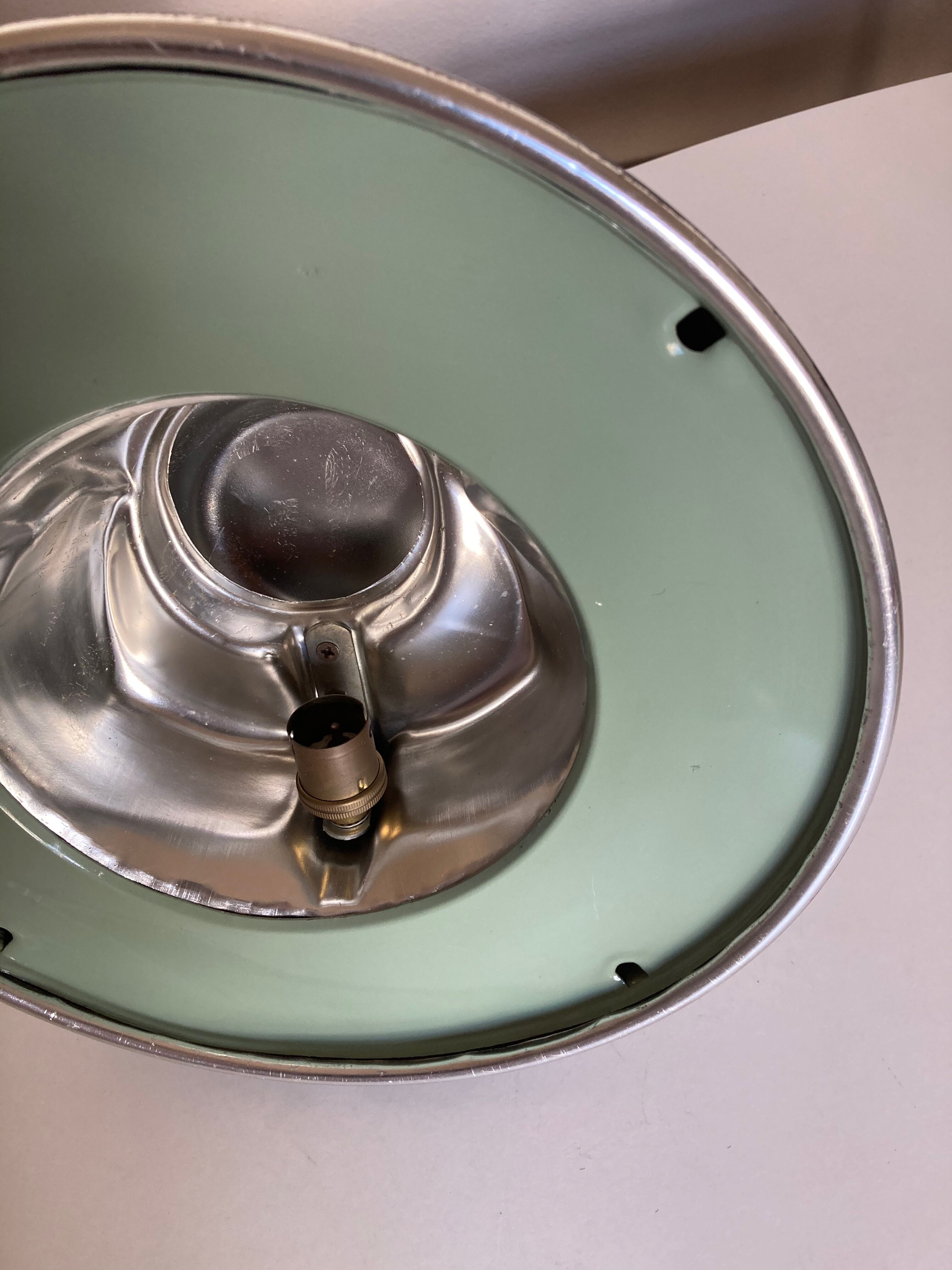 1960 black sheet metal and brass orientable lamp