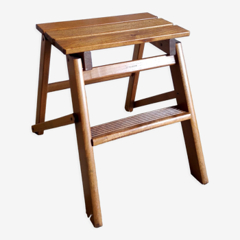 Escabeau pliant 2 marches en bois massif / tabouret