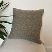 Bi-sided cushion gray wool yoke orange fabric