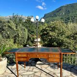 Louis XVI style solid mahogany and bronze flat desk, 19th century