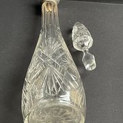Blown crystal decanter, cut and silver collar