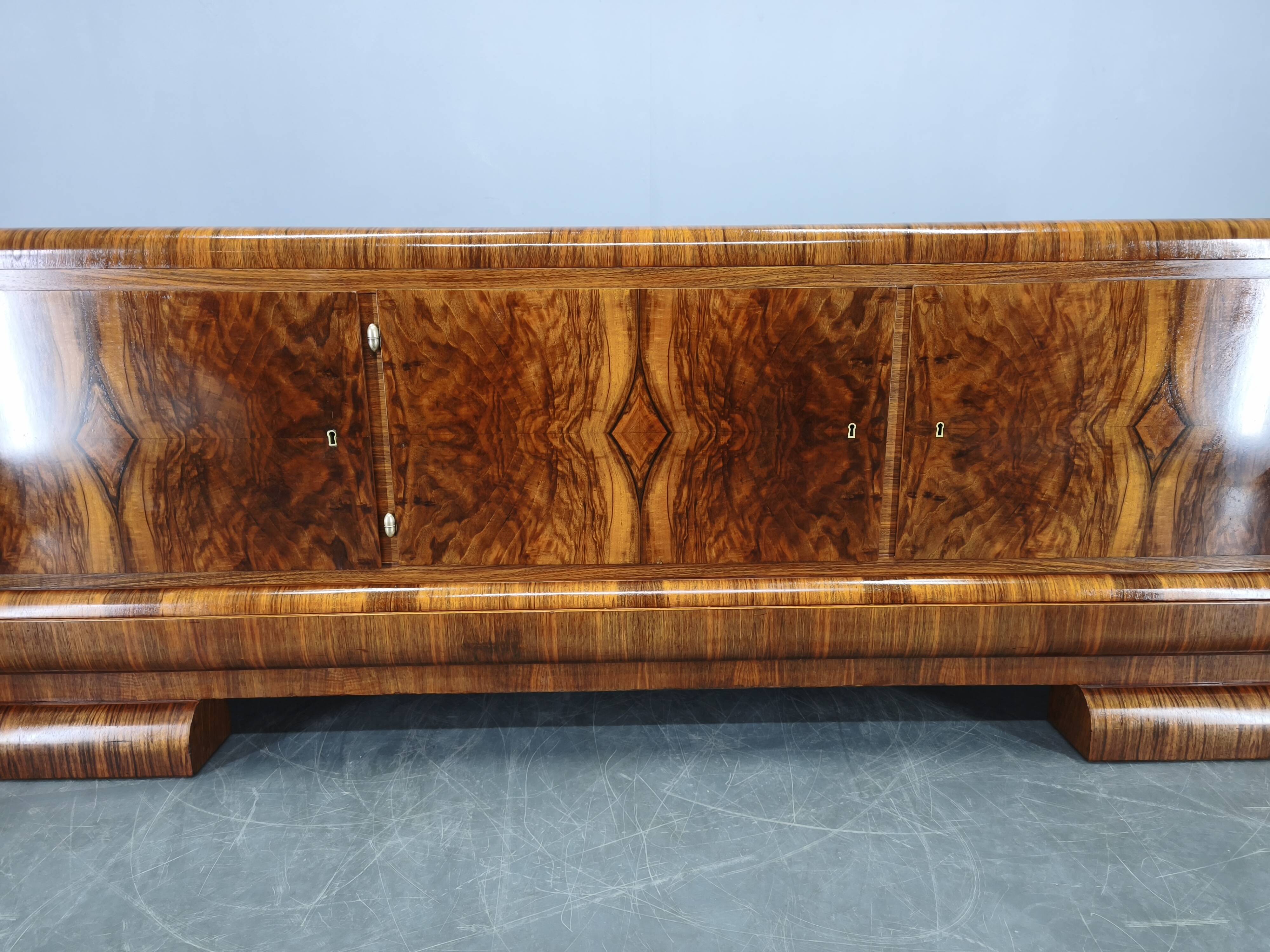 Art Deco Walnut Sideboard, Czechoslovakia, 1930s