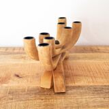 Scandinavian Design 8-arm Wooden Candle Holder, Vintage Nordic Menora