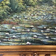 Old oil painting canvas reproduction water lilies japan monet 80x70