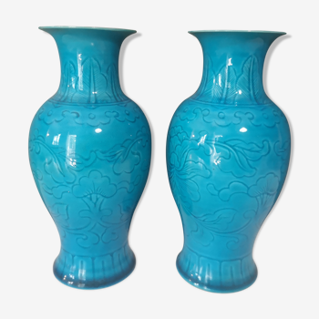 2 blue vases China style height 17cm