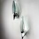 Pair of Veca sconces, Murano blue cut glass & black lucite, Italy, circa 1970s