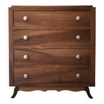 Vintage solid walnut chest of drawers with 4 drawers.