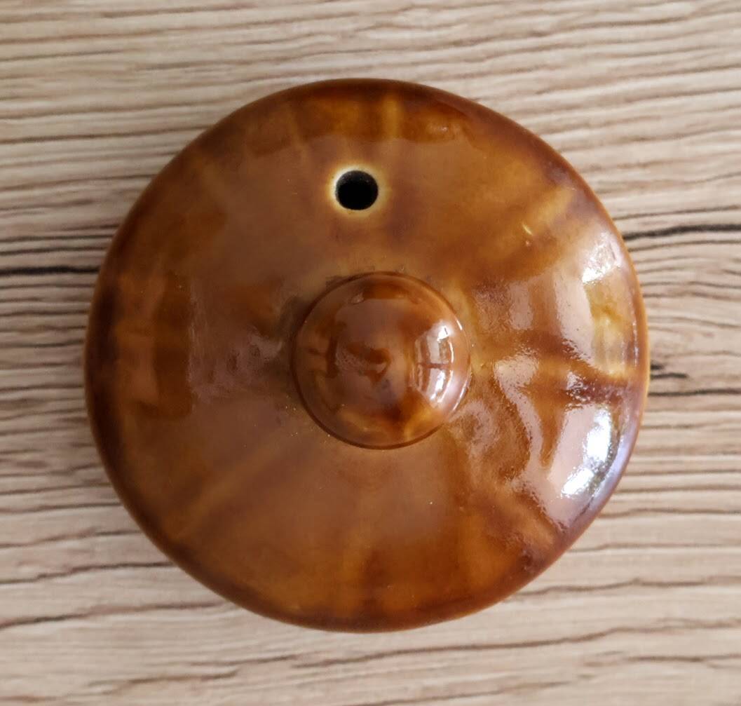 Théière chinoise style citrouille à panneaux marron vintage