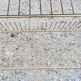 Side table of the 60s mahogany and gold metal range discs