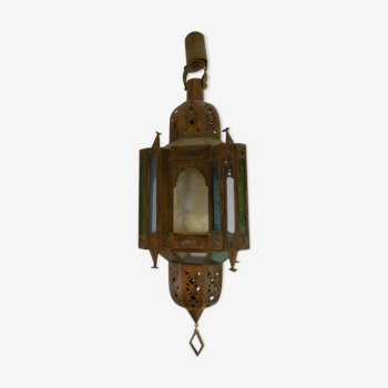 Oriental glass and metal hanging lamp