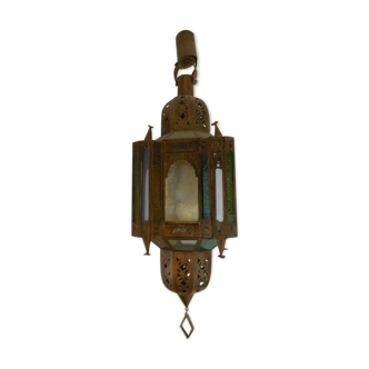 Oriental glass and metal hanging lamp