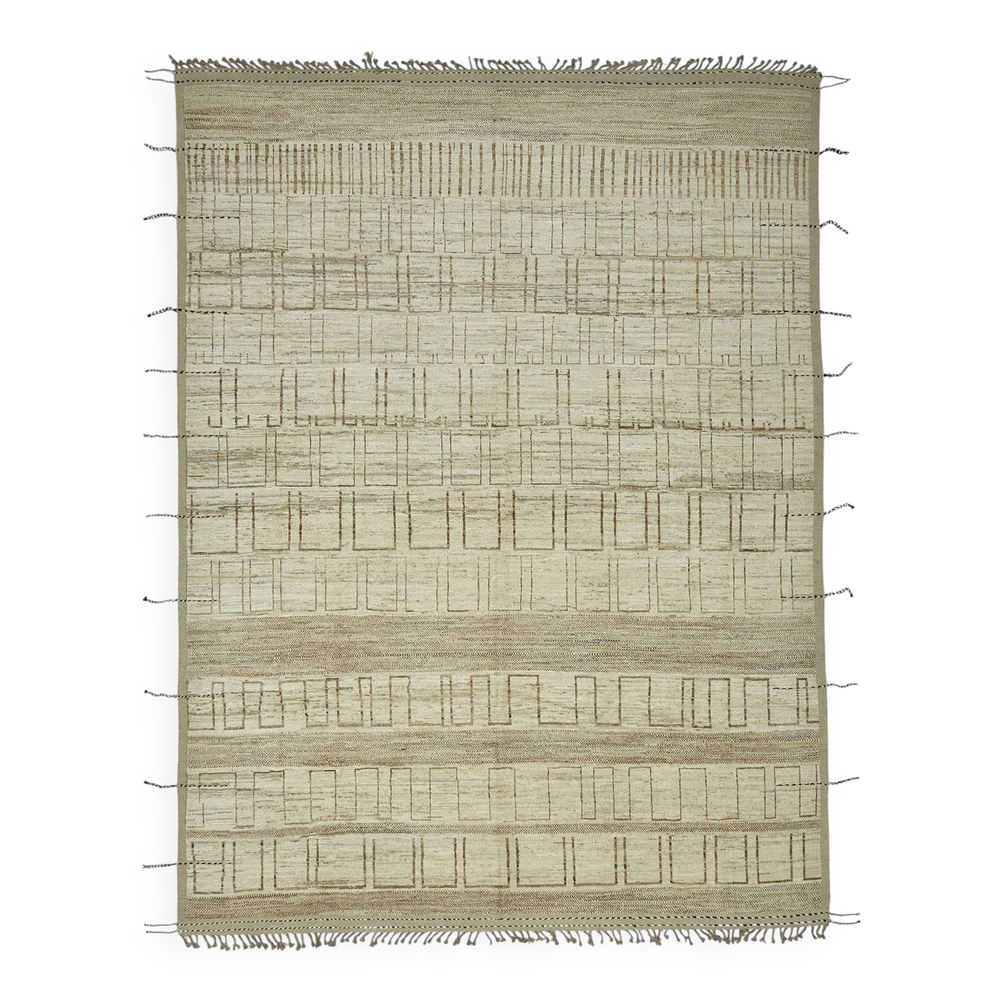Handwoven Turkish Rustic 318 cm x 430 cm Beige Wool Carpet
