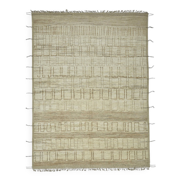 Tapis rustique turc tissé à la main en laine beige 318 cm x 430 cm