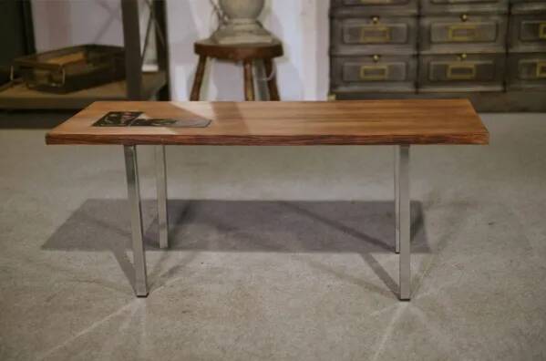 1960s designer coffee table in rosewood and ceramic