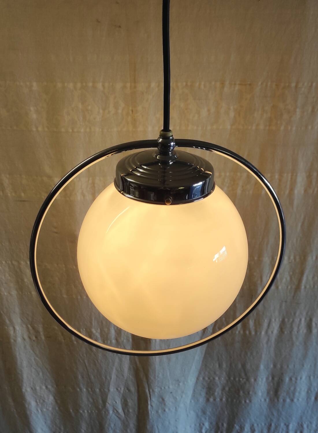 Art Deco opaline globe pendant - mid 20th century