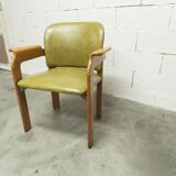 Bruno Rey solid beech bridge armchair for Dietiker 1960 green