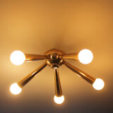 Italian Brass Star Burst Flush Mount in the manner of Arredoluce