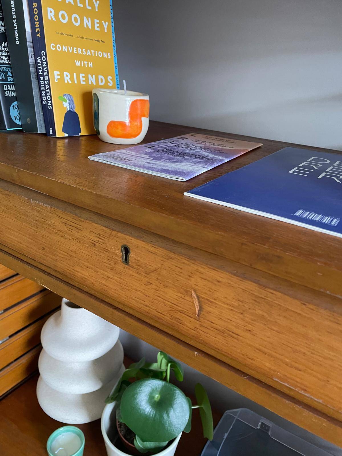 Modular Ladderax shelf in teak, 2 bays, Staples