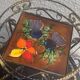 Plant door, iron harness forged twist black and golden and hand-painted ceramic tile