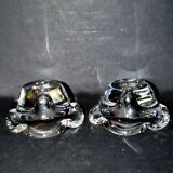 Set of 2 crystal candlesticks signed daum france - flambeaux vintage design 1960