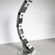 Sculptural space age floor lamp in marble and chrome metal, italian design