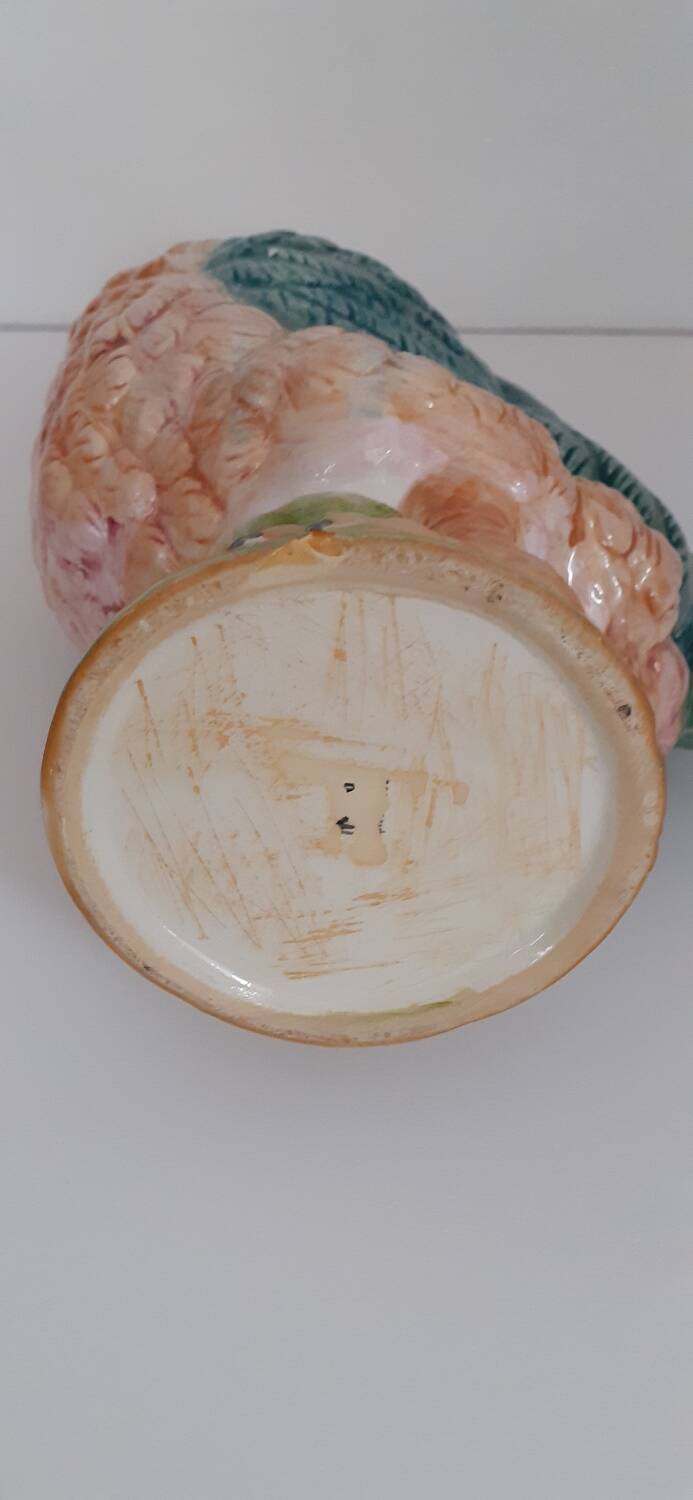 Vintage barbotine rooster pitcher