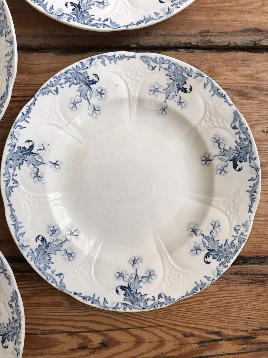 Series of 6 old Longwy flat plates