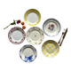 Set of 6 mismatched old earthenware flat plates Céranor Moulin des loups Digoin ACC-7187