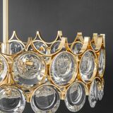 Brass and crystal chandelier designed by Sciolari for Palwa, Germany, 1970s.