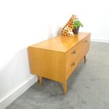 TV cabinet veneer vintage with drawers and brass