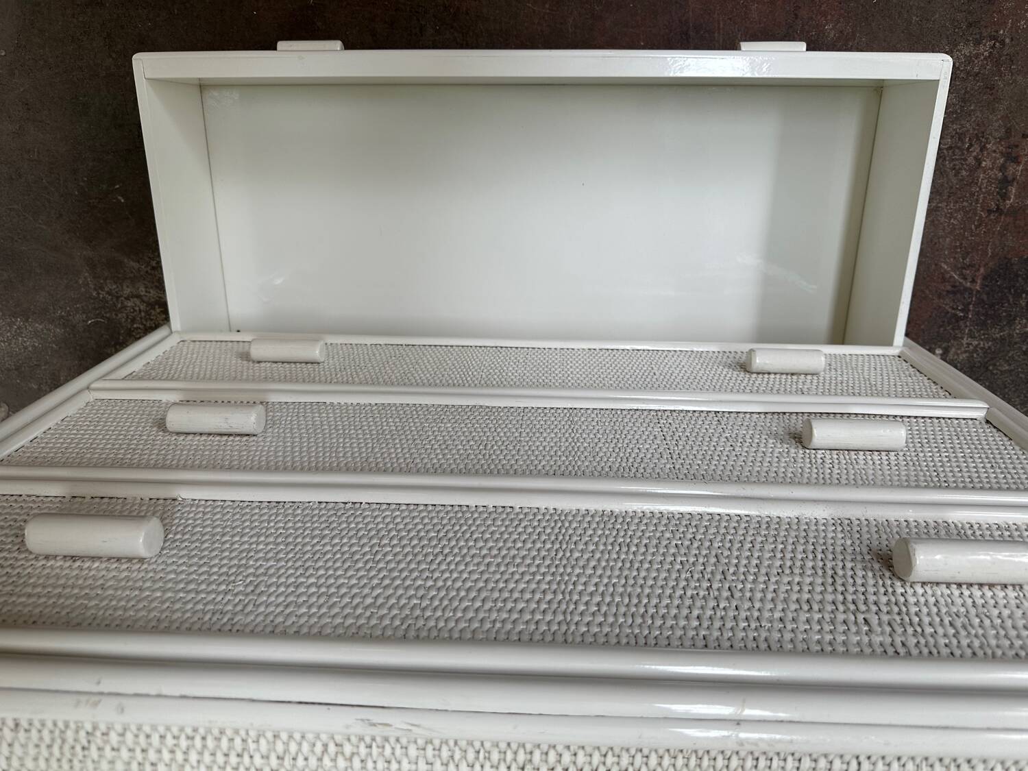 White rattan chest of drawers
