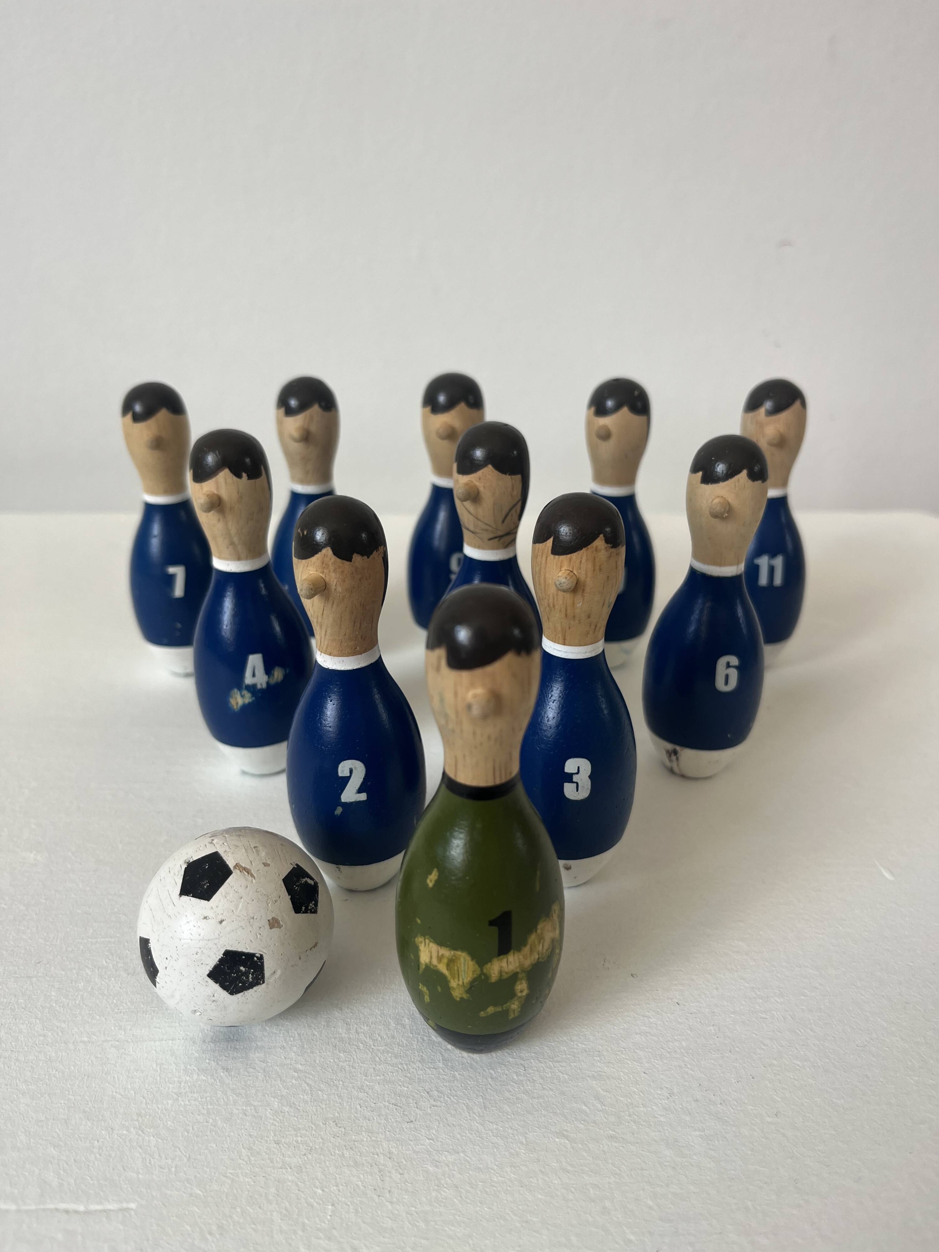 Wooden football bowling game