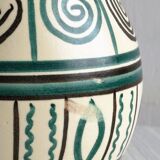 Vase céramique ancienne fait main, ornements géométriques style Punter.
