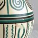 Old handmade ceramic vase, Punter style geometric ornaments.