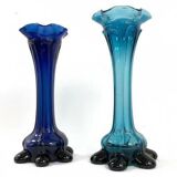 Retro blue vases, Czechoslovakia, 1960s (set of 2)