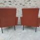 Pair of brown leather faux armchair