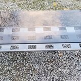 Table basse design en acier brossé plateau en verre fumé 1970