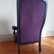 Voltaire armchair from the 19th century, purple velvet