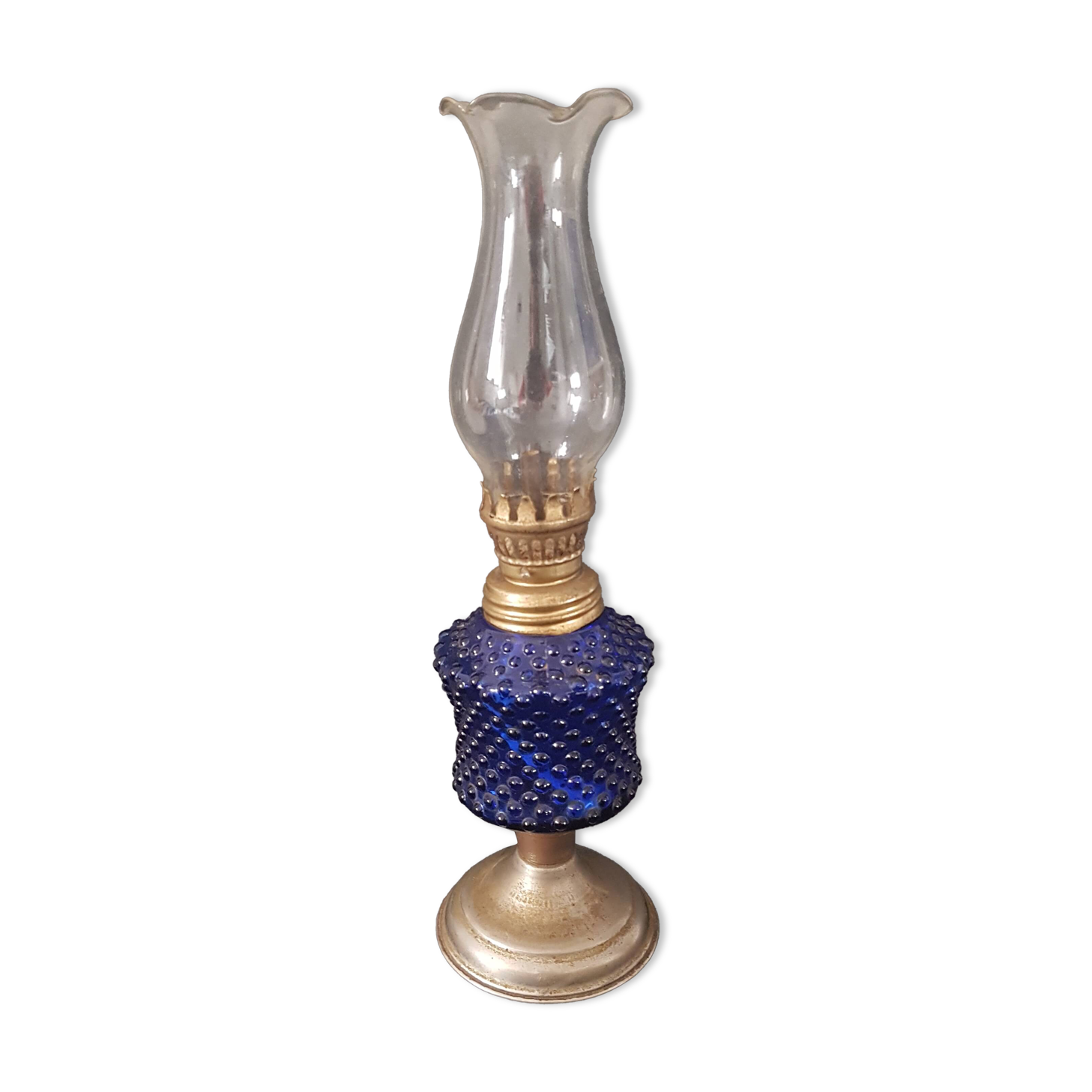 Old oil lamp blue glass